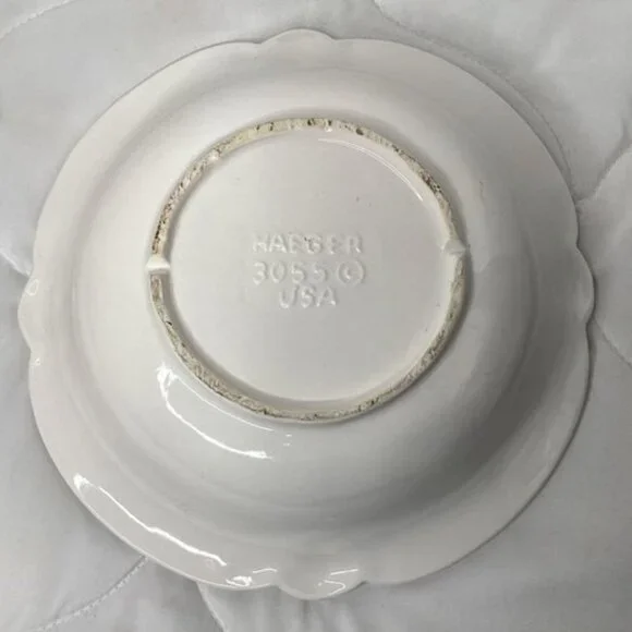Royal Haeger White #3055 Serving Bowl With Pink Roses 10" Vintage Christmas Gift - Picture 4 of 6